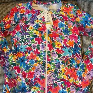 Tommy Bahama Watercolor Floral Full-Zip Rash Guard Swim Jacket Size M